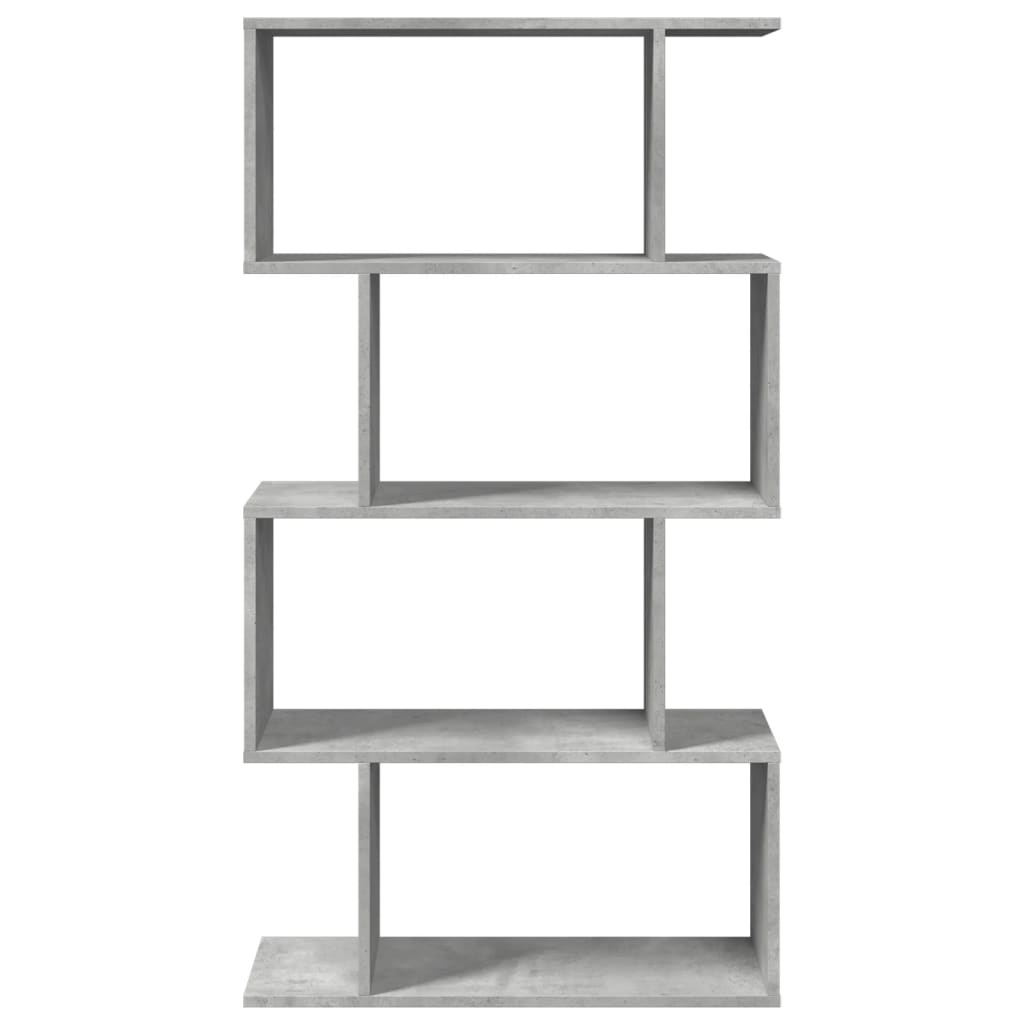 vidaXL Room Divider Bookcase 4-Tier Concrete Grey 70x24x129 cm Engineered Wood 5