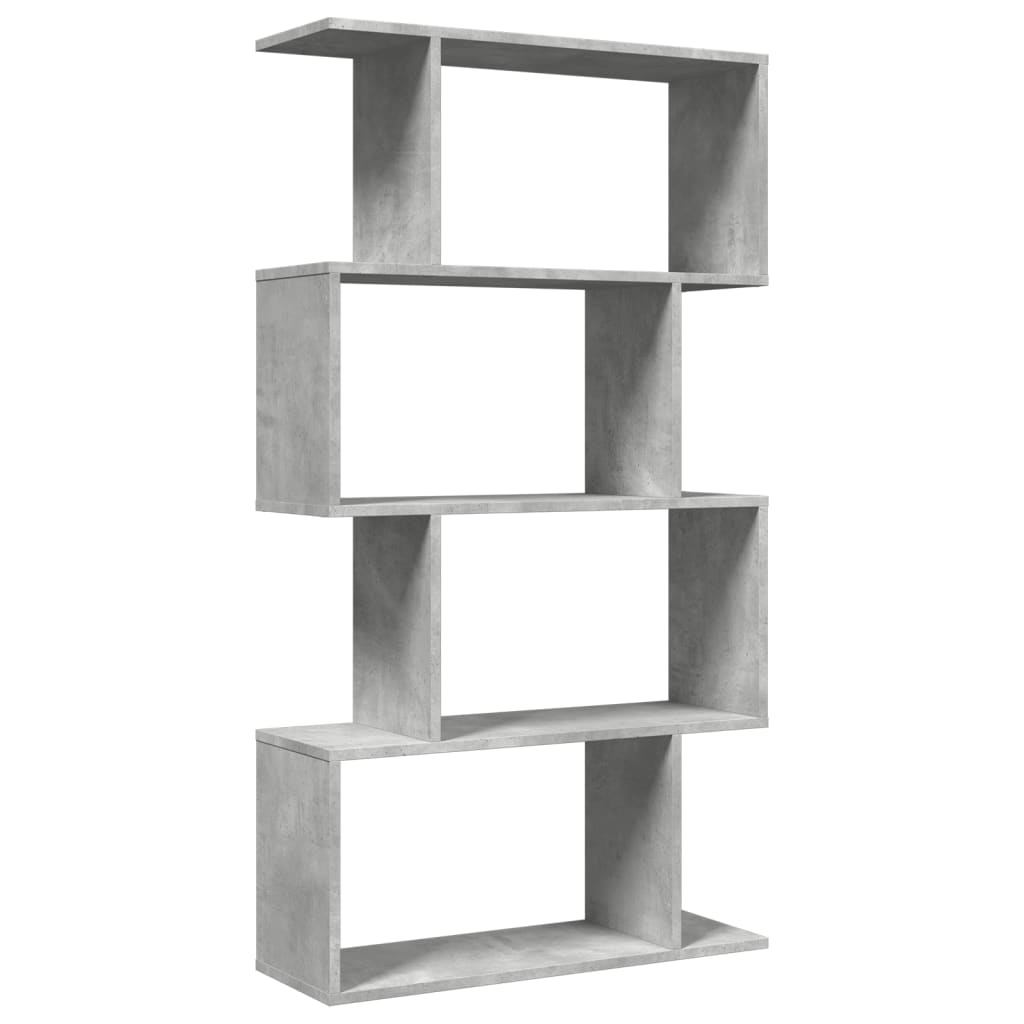 vidaXL Room Divider Bookcase 4-Tier Concrete Grey 70x24x129 cm Engineered Wood 6