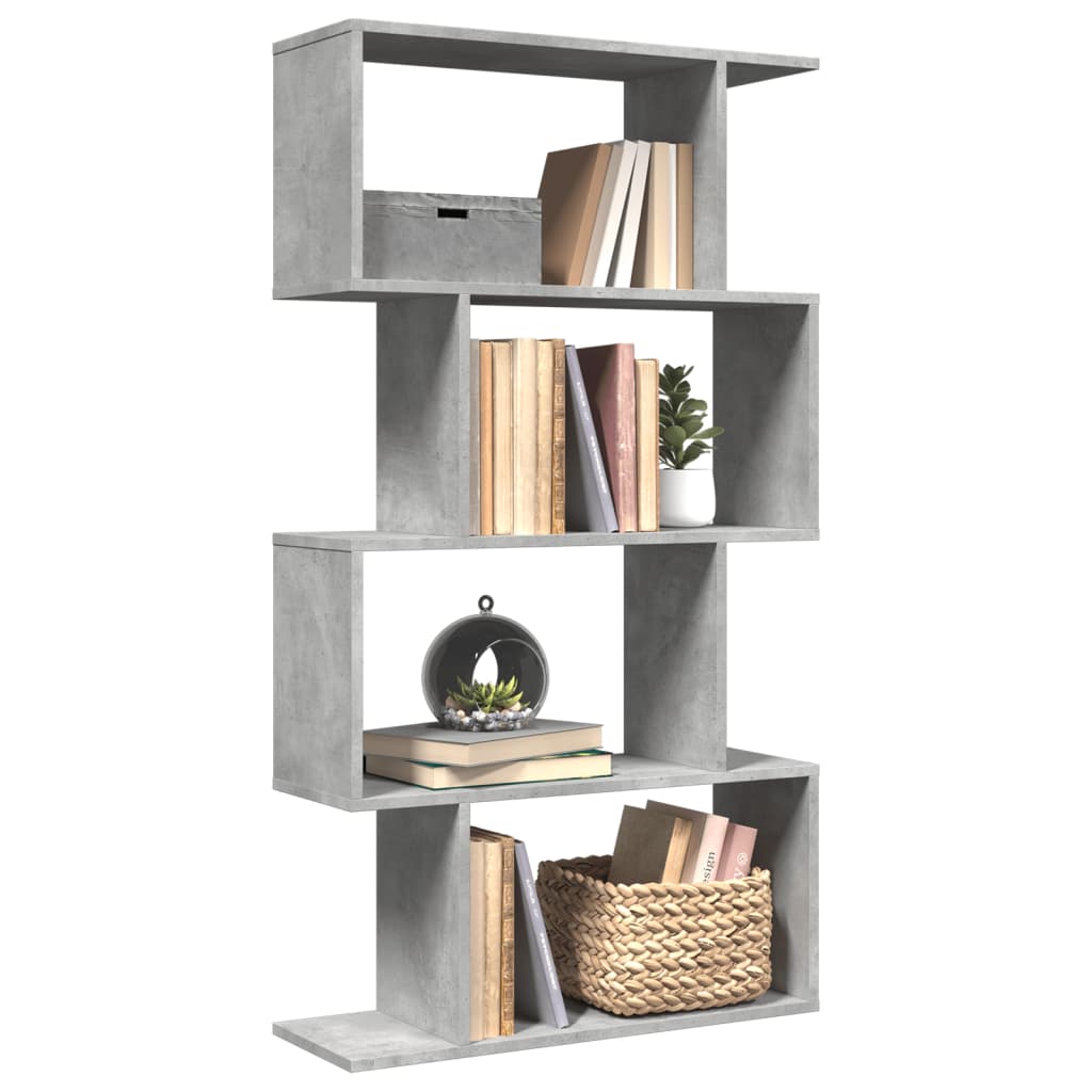 vidaXL Room Divider Bookcase 4-Tier Concrete Grey 70x24x129 cm Engineered Wood 1