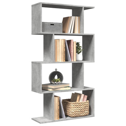 vidaXL Room Divider Bookcase 4-Tier Concrete Grey 70x24x129 cm Engineered Wood 1