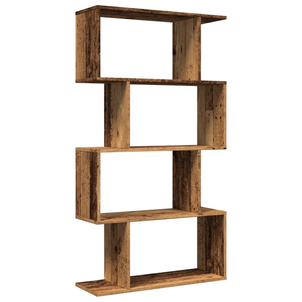 vidaXL Room Divider Bookcase 4-Tier Old Wood 70x24x129 cm Engineered Wood 2