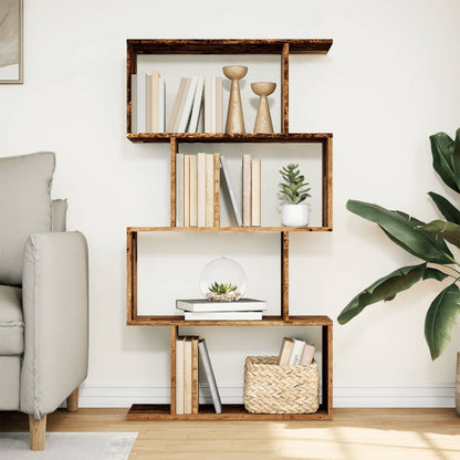 vidaXL Room Divider Bookcase 4-Tier Old Wood 70x24x129 cm Engineered Wood 3