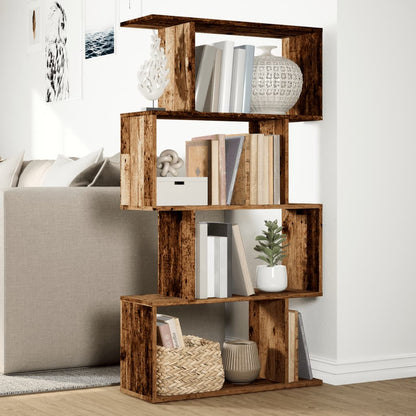vidaXL Room Divider Bookcase 4-Tier Old Wood 70x24x129 cm Engineered Wood 4