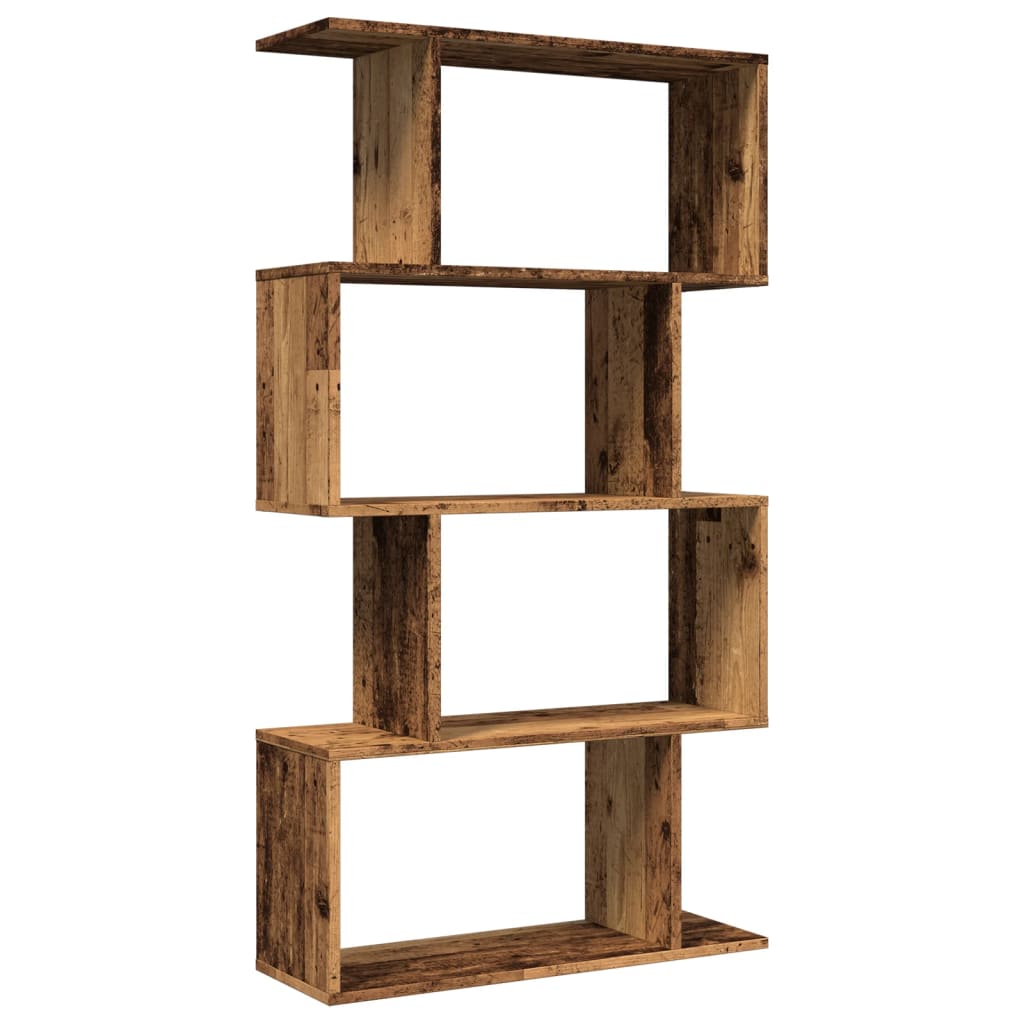 vidaXL Room Divider Bookcase 4-Tier Old Wood 70x24x129 cm Engineered Wood 6