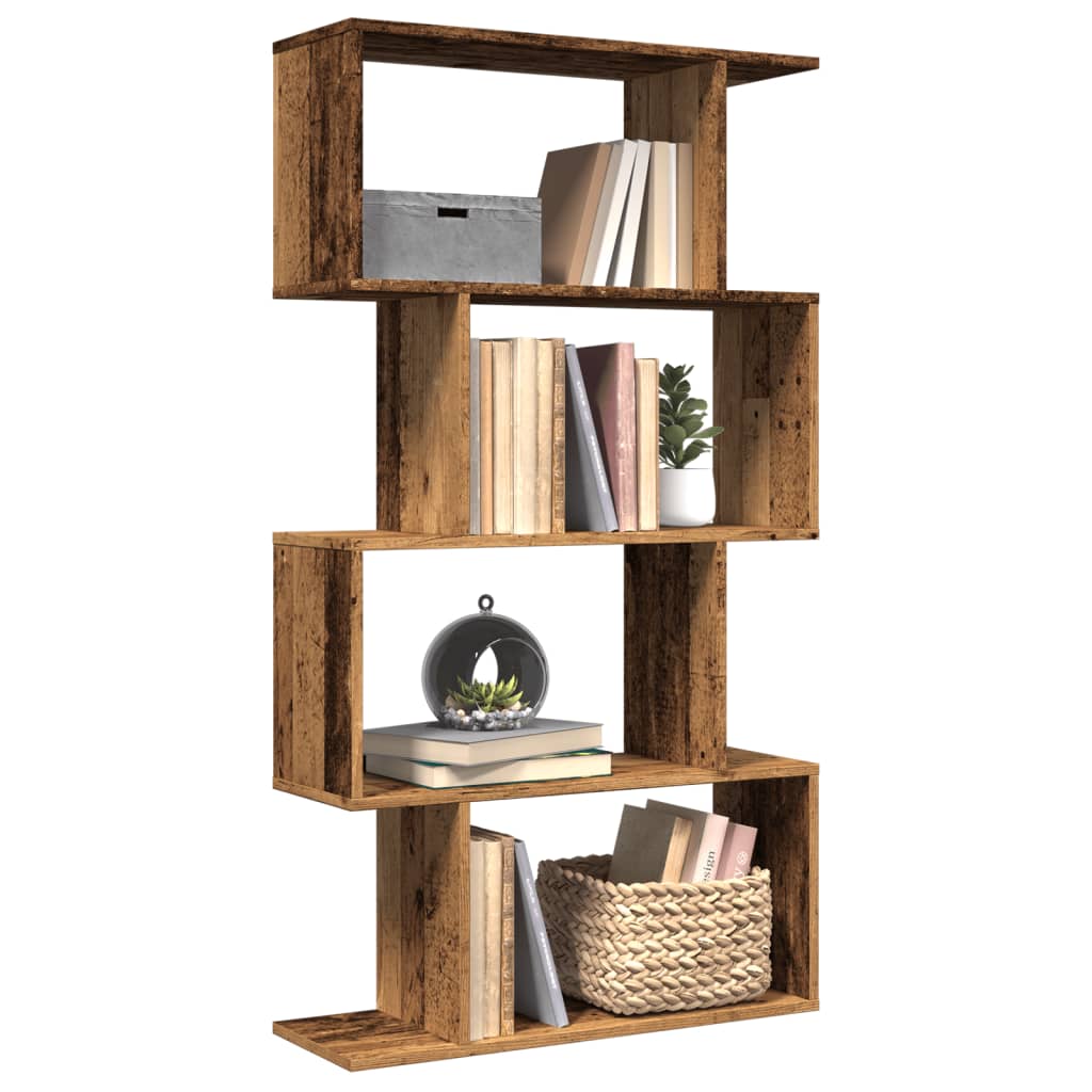 vidaXL Room Divider Bookcase 4-Tier Old Wood 70x24x129 cm Engineered Wood 1