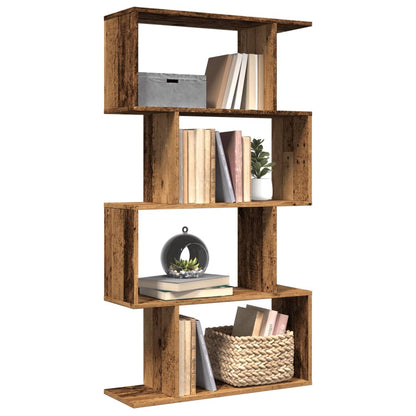 vidaXL Room Divider Bookcase 4-Tier Old Wood 70x24x129 cm Engineered Wood 1
