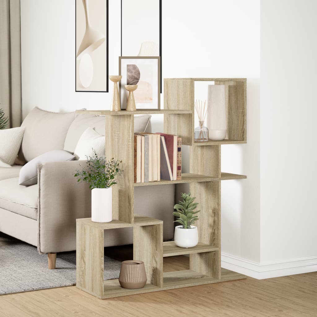 vidaXL Room Divider Bookcase Sonoma Oak 92x29x112 cm Engineered Wood 4