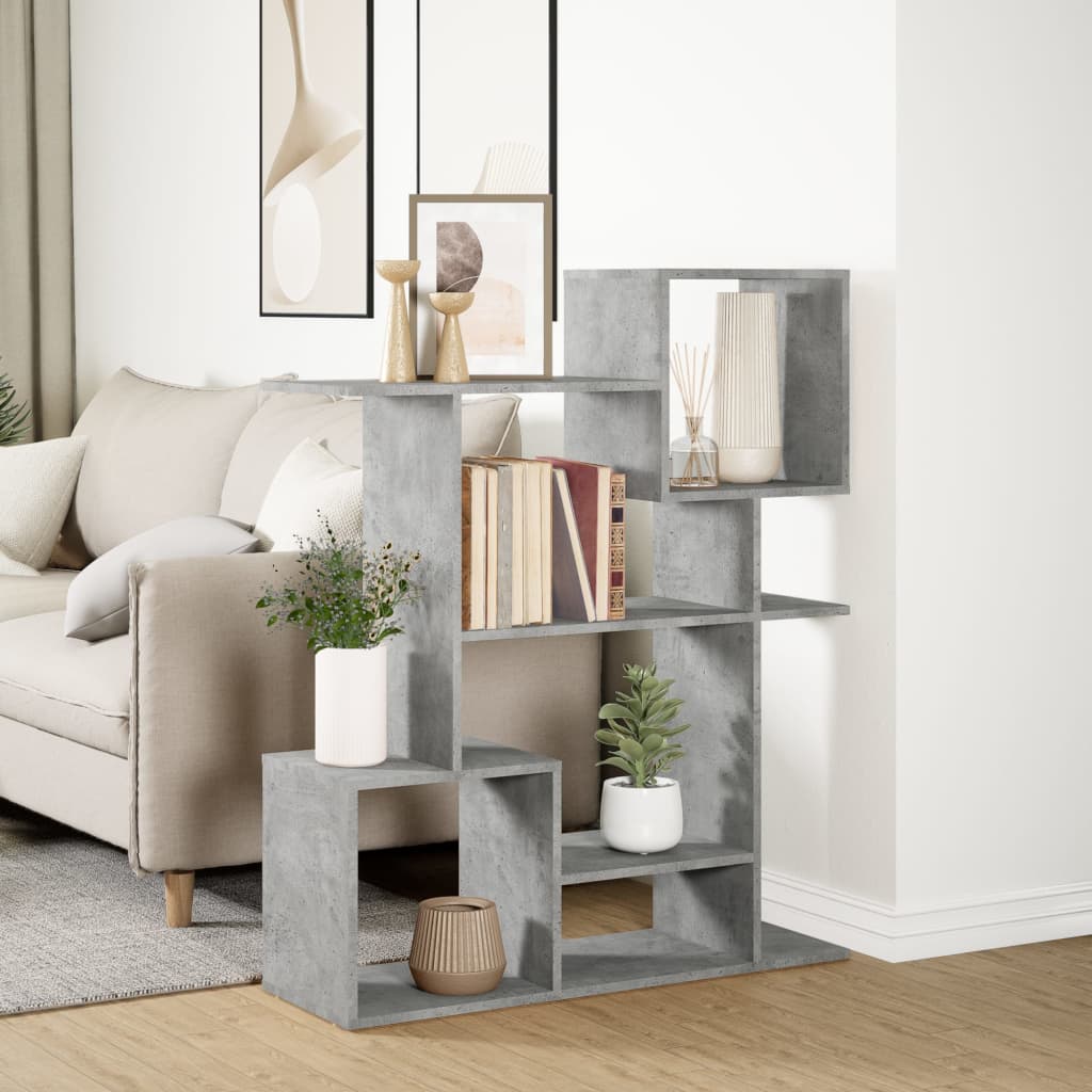 vidaXL Room Divider Bookcase Concrete Grey 92x29x112 cm Engineered Wood 4