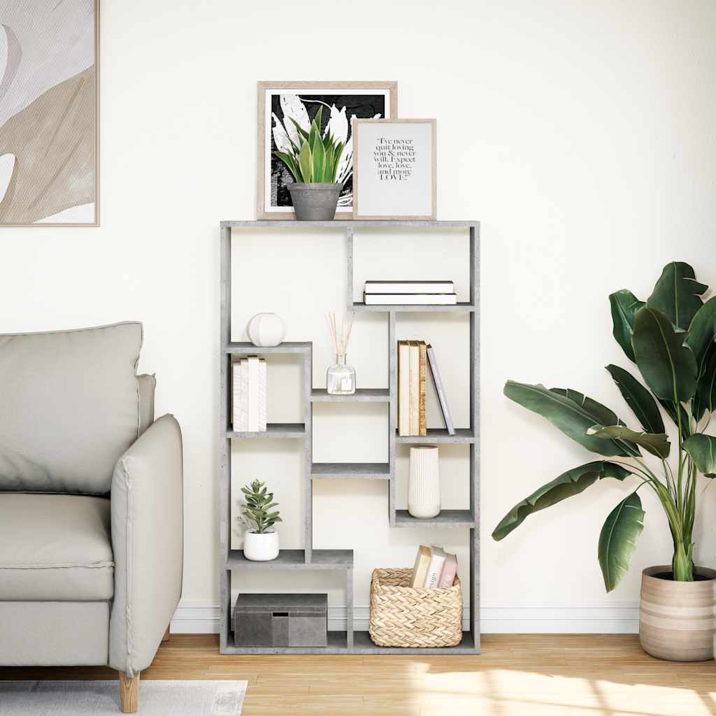 vidaXL Bookcase Concrete Grey 72x20x120,5 cm Engineered Wood 3