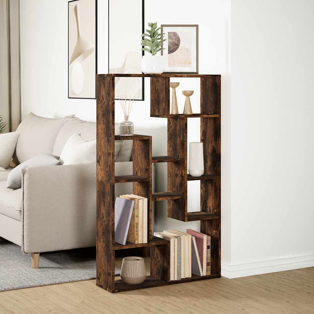 vidaXL Bookcase Smoked Oak 72x20x120,5 cm Engineered Wood 4