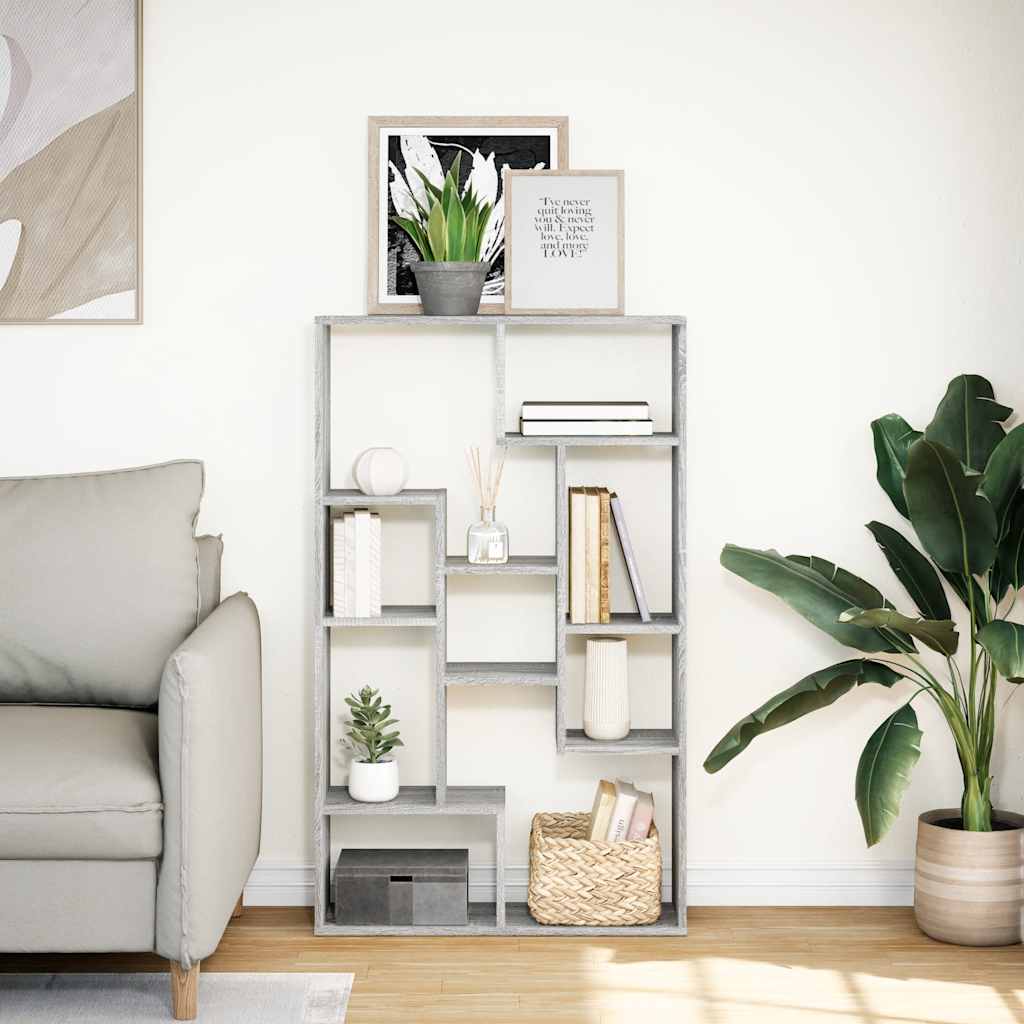 vidaXL Bookcase Grey Sonoma 72x20x120,5 cm Engineered Wood 3