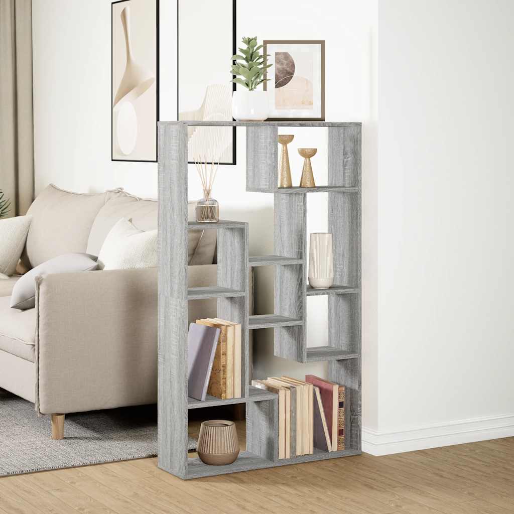 vidaXL Bookcase Grey Sonoma 72x20x120,5 cm Engineered Wood 4