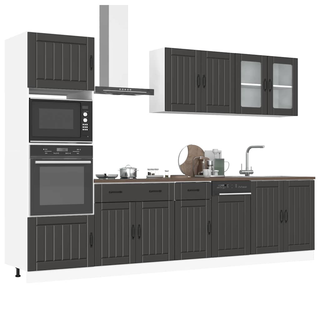 7 Piece Kitchen Cabinet Set "Kalmar" Engineered Wood Black