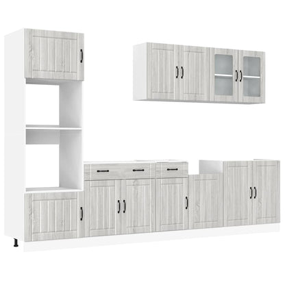 7 Piece Kitchen Cabinet Set "Kalmar" Engineered Wood Grey sonoma