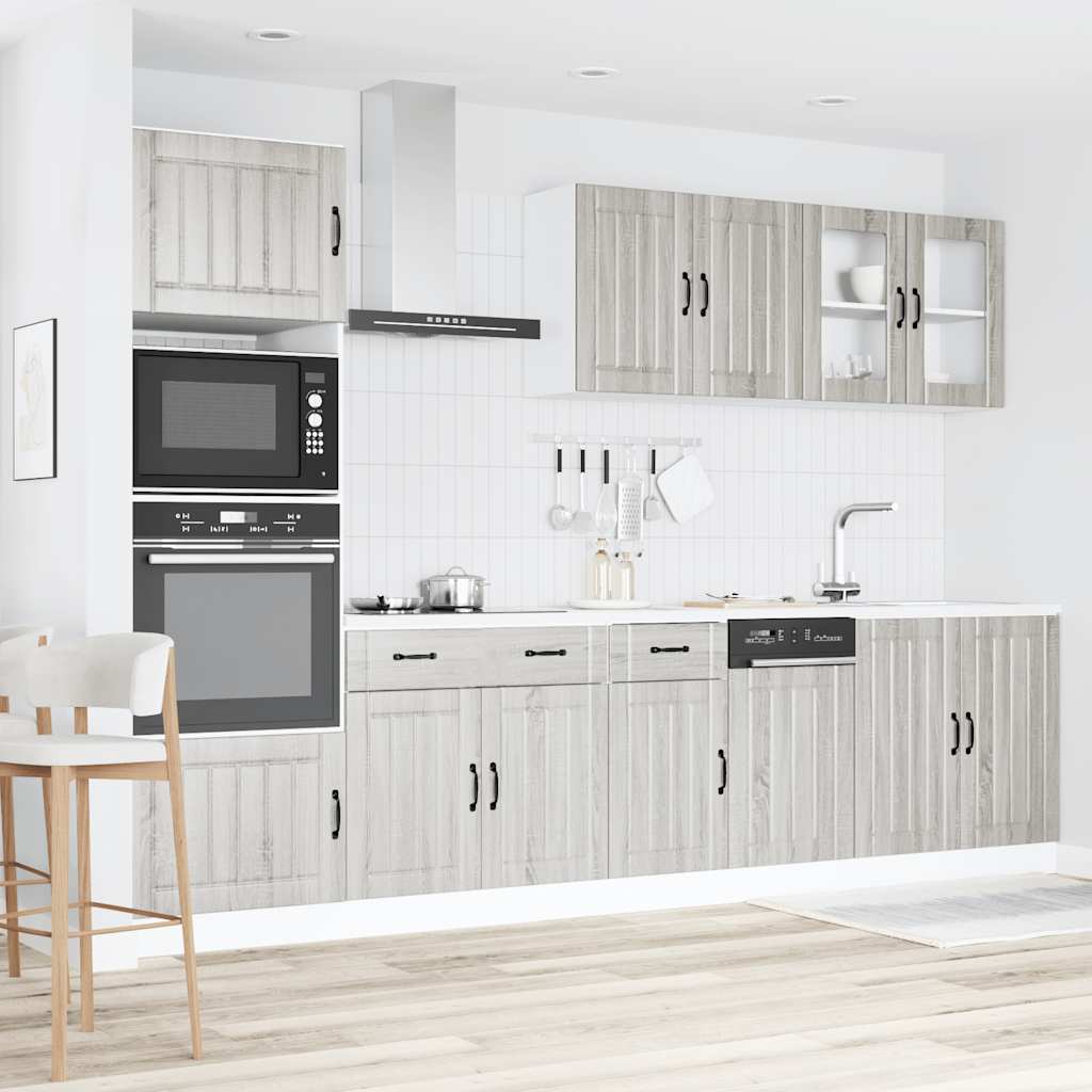 7 Piece Kitchen Cabinet Set "Kalmar" Engineered Wood Grey sonoma