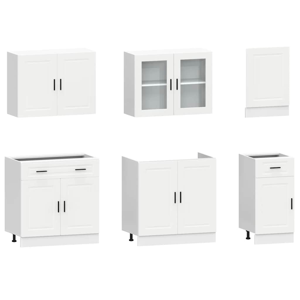 7 Piece Kitchen Cabinet Set "Porto" Engineered Wood White
