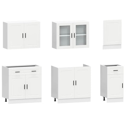 7 Piece Kitchen Cabinet Set "Porto" Engineered Wood White
