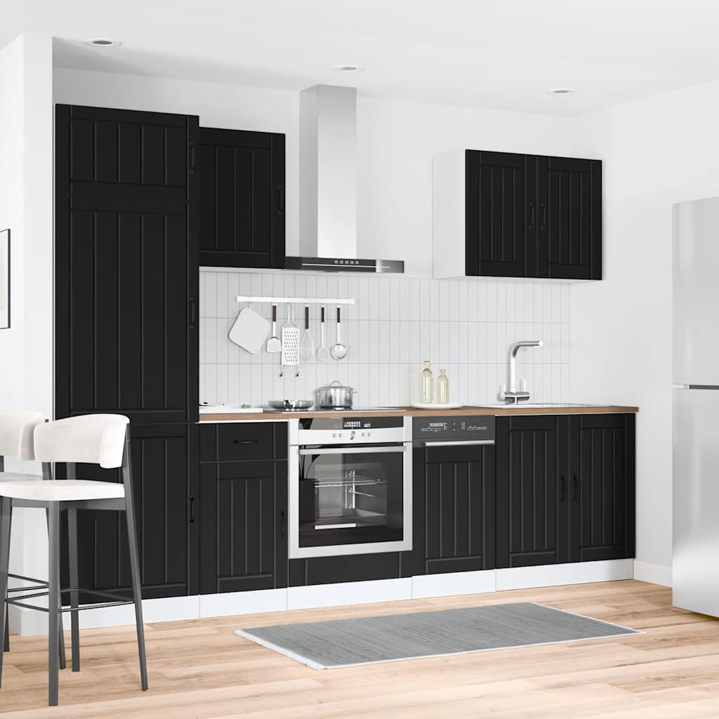 7 Piece Kitchen Cabinet Set "Lucca" Engineered Wood Black