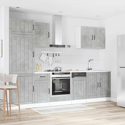 7 Piece Kitchen Cabinet Set "Lucca" Engineered Wood Concrete grey