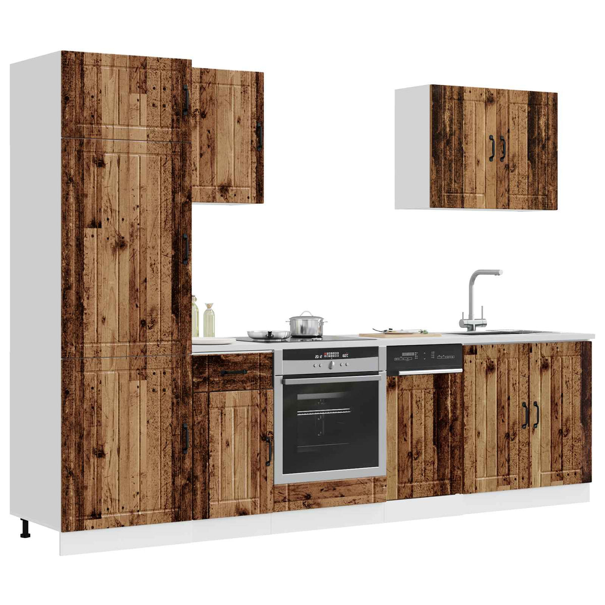7 Piece Kitchen Cabinet Set "Lucca" Engineered Wood Old wood