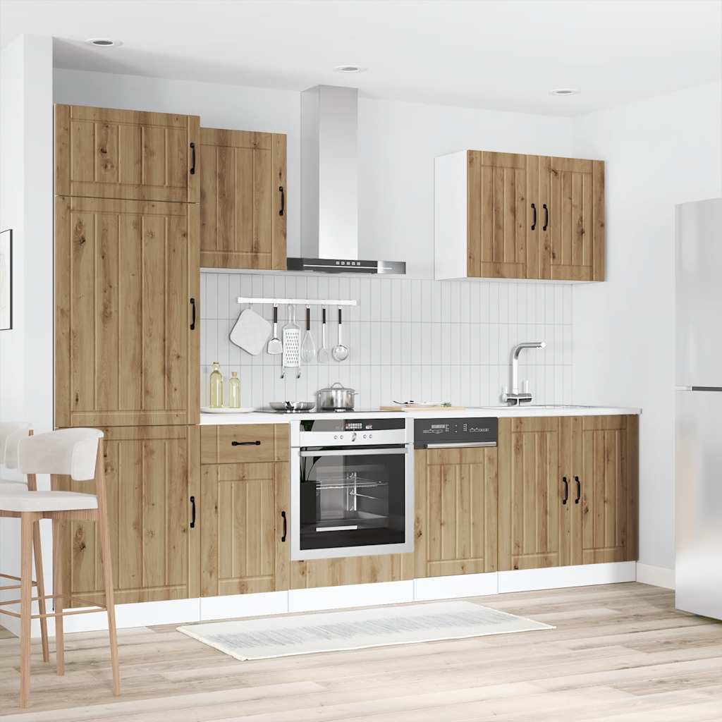 7 Piece Kitchen Cabinet Set "Lucca" Engineered Wood Artisan oak