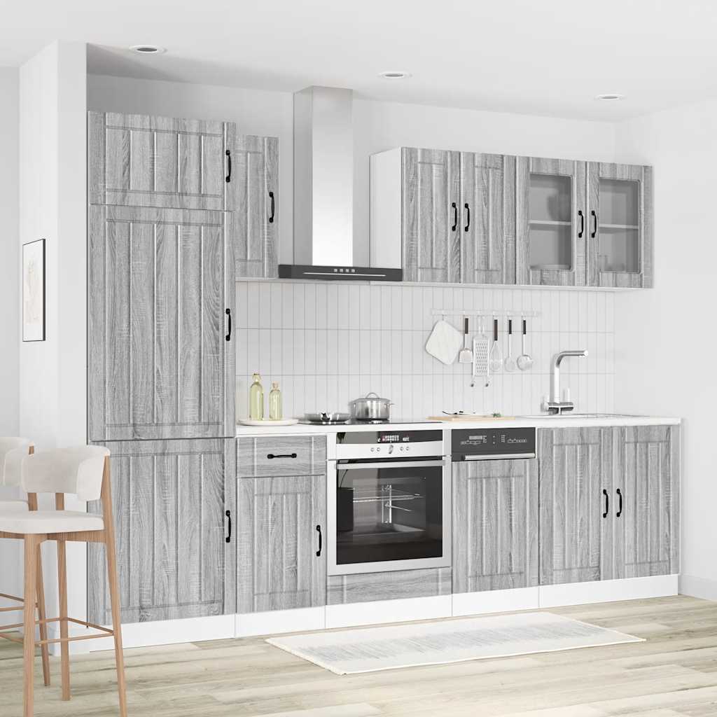 8 Piece Kitchen Cabinet Set "Lucca" Engineered Wood Grey sonoma