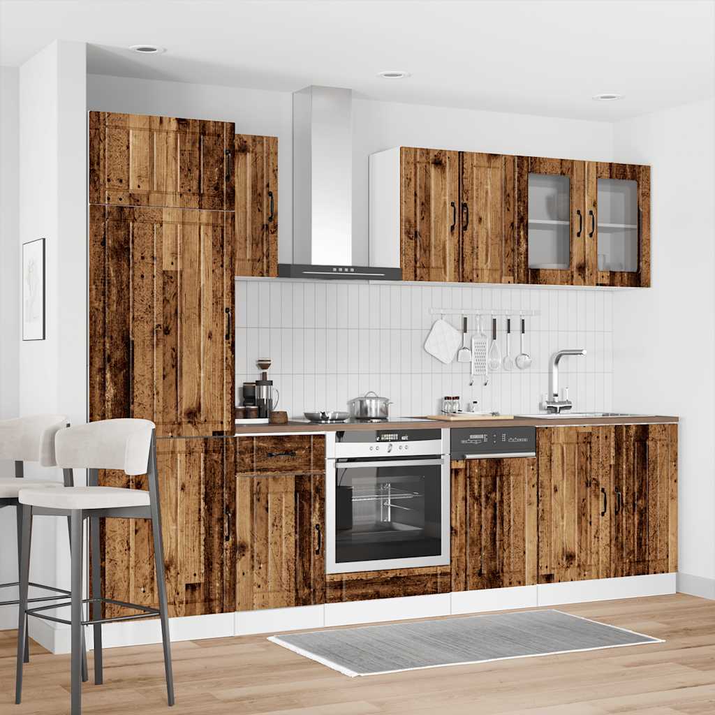 8 Piece Kitchen Cabinet Set "Lucca" Engineered Wood Old wood