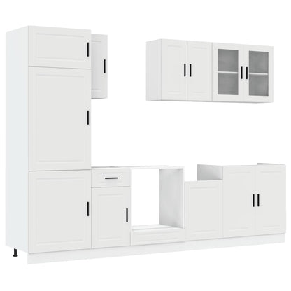 8 Piece Kitchen Cabinet Set "Porto" Engineered Wood White
