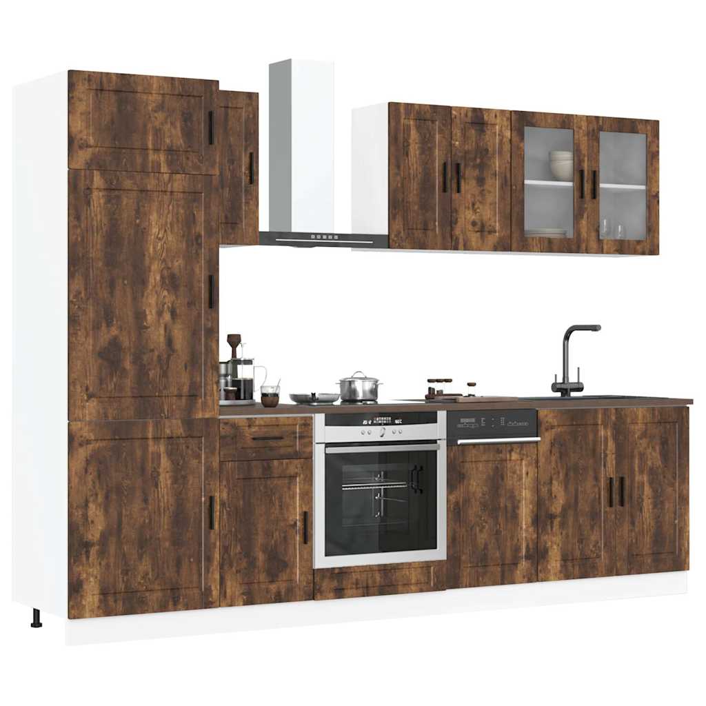 8 Piece Kitchen Cabinet Set "Porto" Engineered Wood Smoked oak