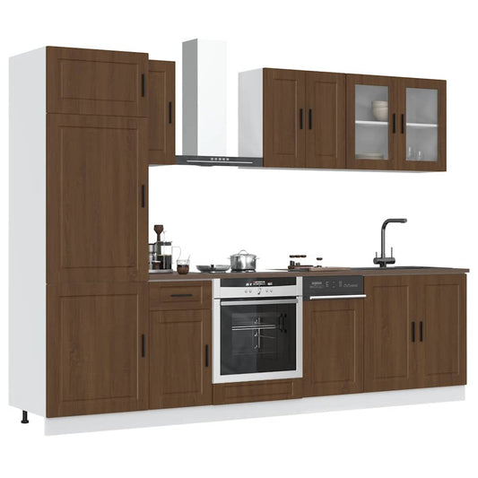 8 Piece Kitchen Cabinet Set "Porto" Engineered Wood Brown oak
