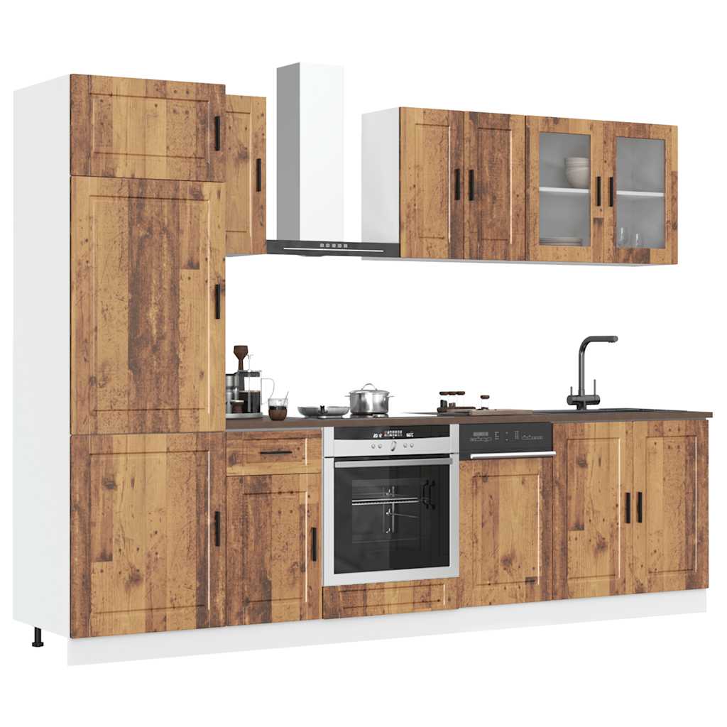 8 Piece Kitchen Cabinet Set "Porto" Engineered Wood Old wood