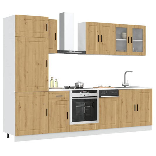 8 Piece Kitchen Cabinet Set "Porto" Engineered Wood Artisan oak
