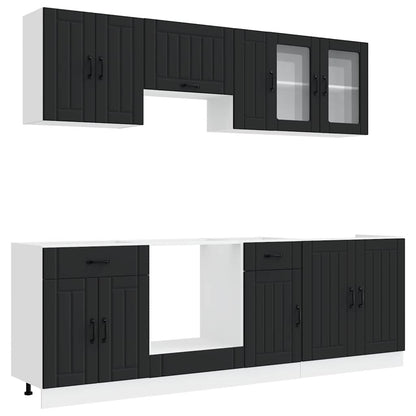 8 Piece Kitchen Cabinet Set "Kalmar" Engineered Wood Black