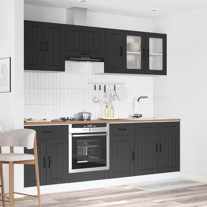 8 Piece Kitchen Cabinet Set "Kalmar" Engineered Wood Black