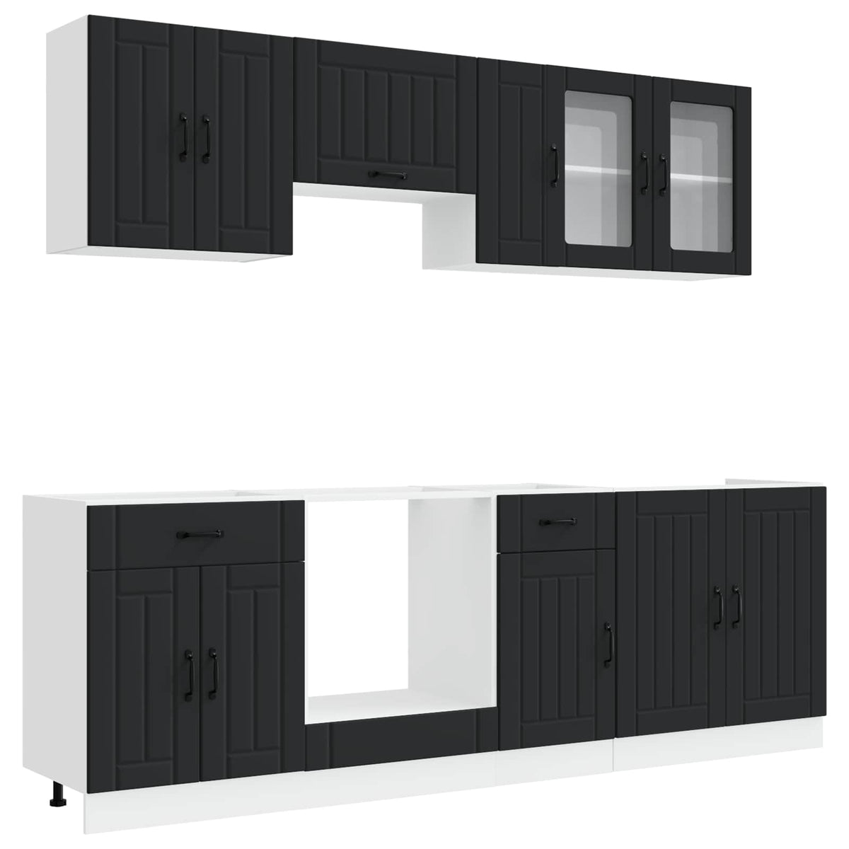 8 Piece Kitchen Cabinet Set "Kalmar" Engineered Wood Black