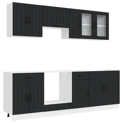 8 Piece Kitchen Cabinet Set "Kalmar" Engineered Wood Black