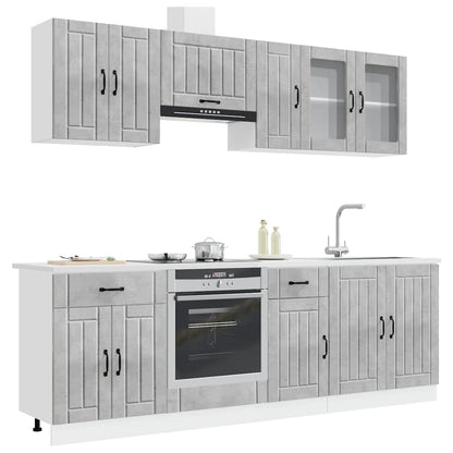 8 Piece Kitchen Cabinet Set "Kalmar" Engineered Wood Concrete grey