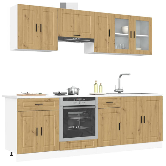 8 Piece Kitchen Cabinet Set "Porto" Engineered Wood Artisan oak