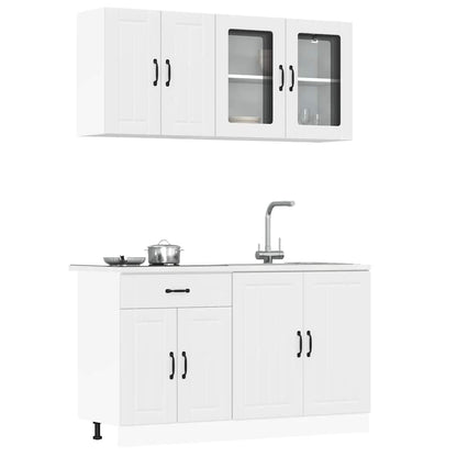 4 Piece Kitchen Cabinet Set "Lucca" Engineered Wood White