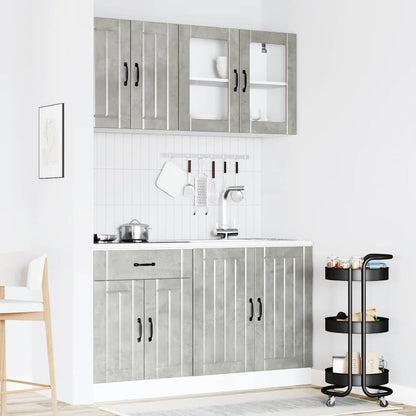 4 Piece Kitchen Cabinet Set "Lucca" Engineered Wood Concrete grey