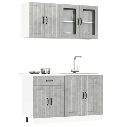 4 Piece Kitchen Cabinet Set "Lucca" Engineered Wood Concrete grey