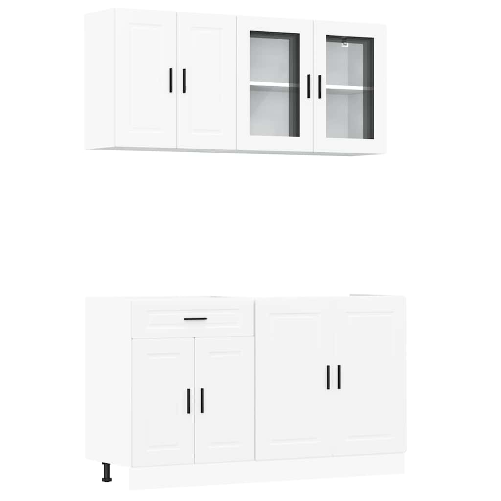 4 Piece Kitchen Cabinet Set "Porto" Engineered Wood White