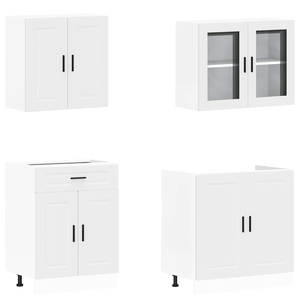 4 Piece Kitchen Cabinet Set "Porto" Engineered Wood White
