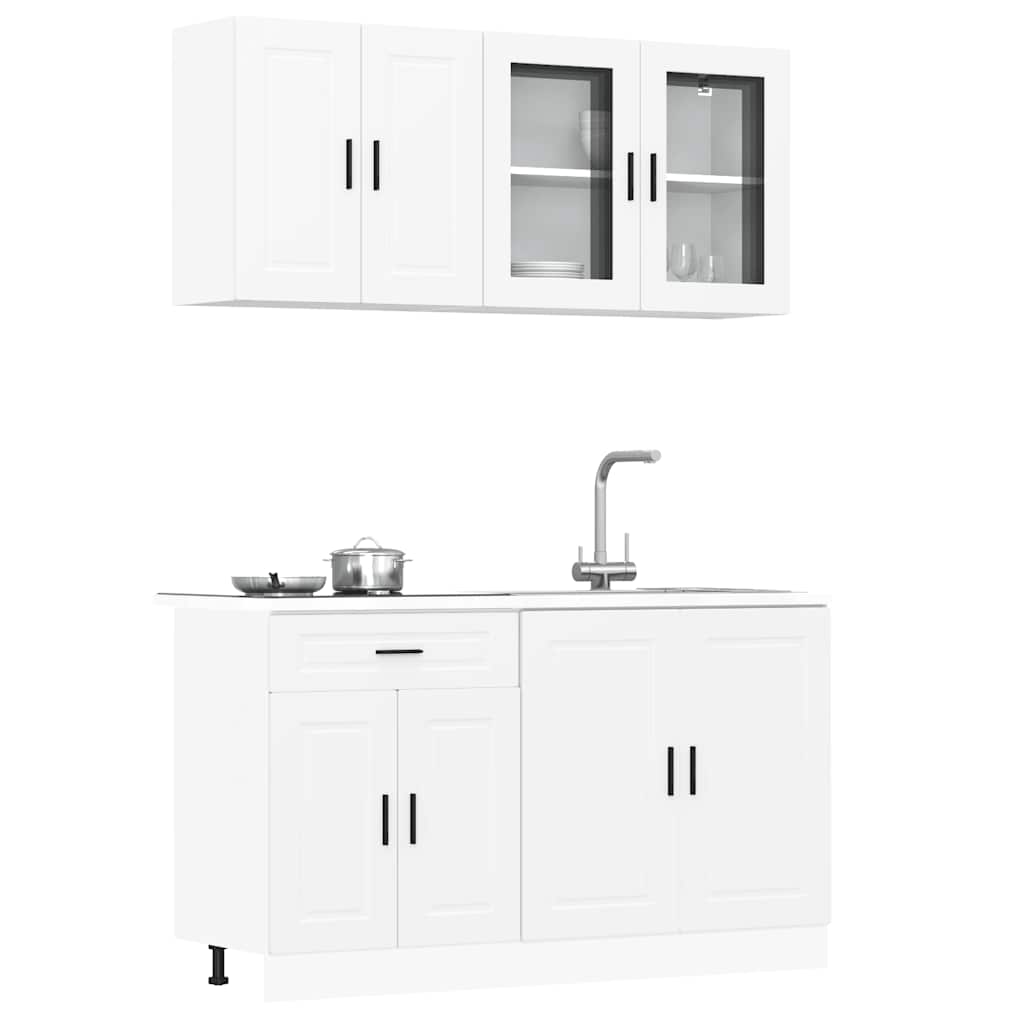 4 Piece Kitchen Cabinet Set "Porto" Engineered Wood White