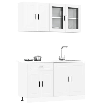 4 Piece Kitchen Cabinet Set "Porto" Engineered Wood White