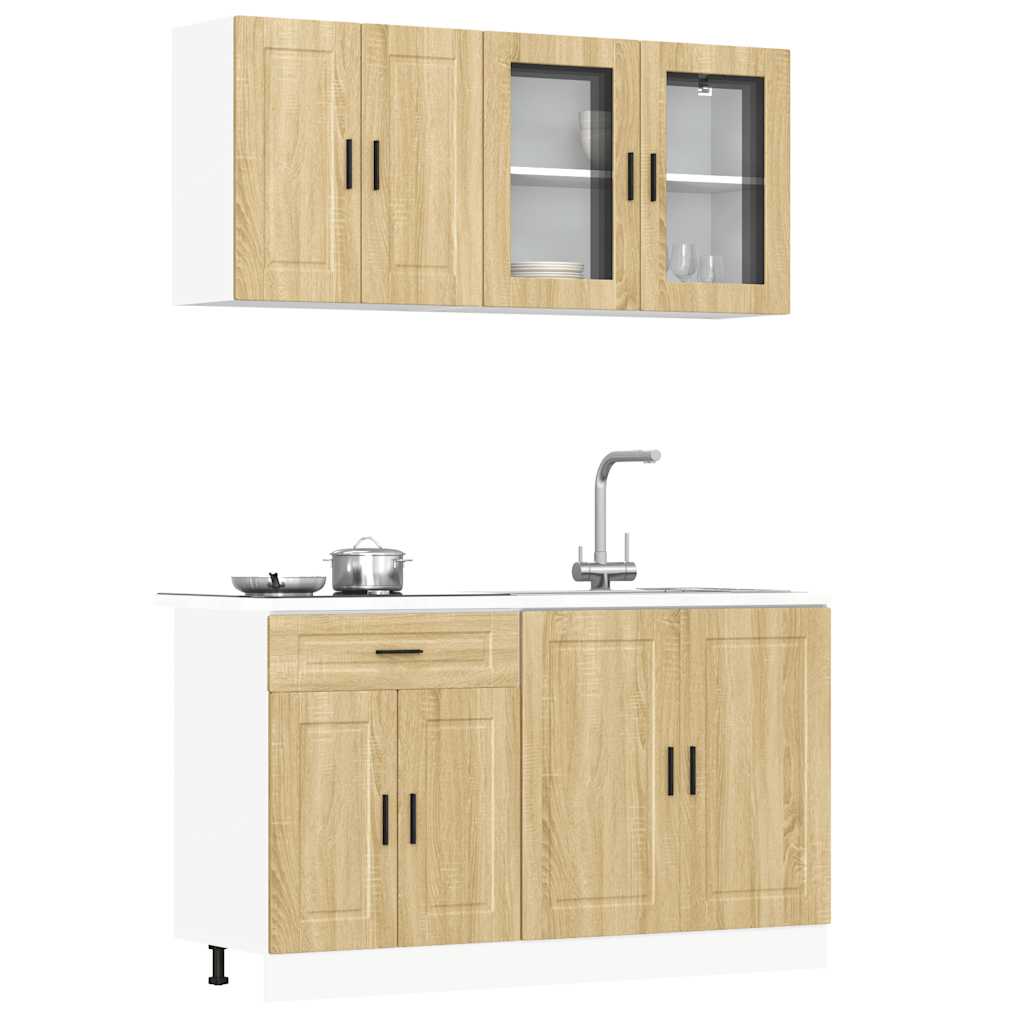 4 Piece Kitchen Cabinet Set "Porto" Engineered Wood Sonoma oak