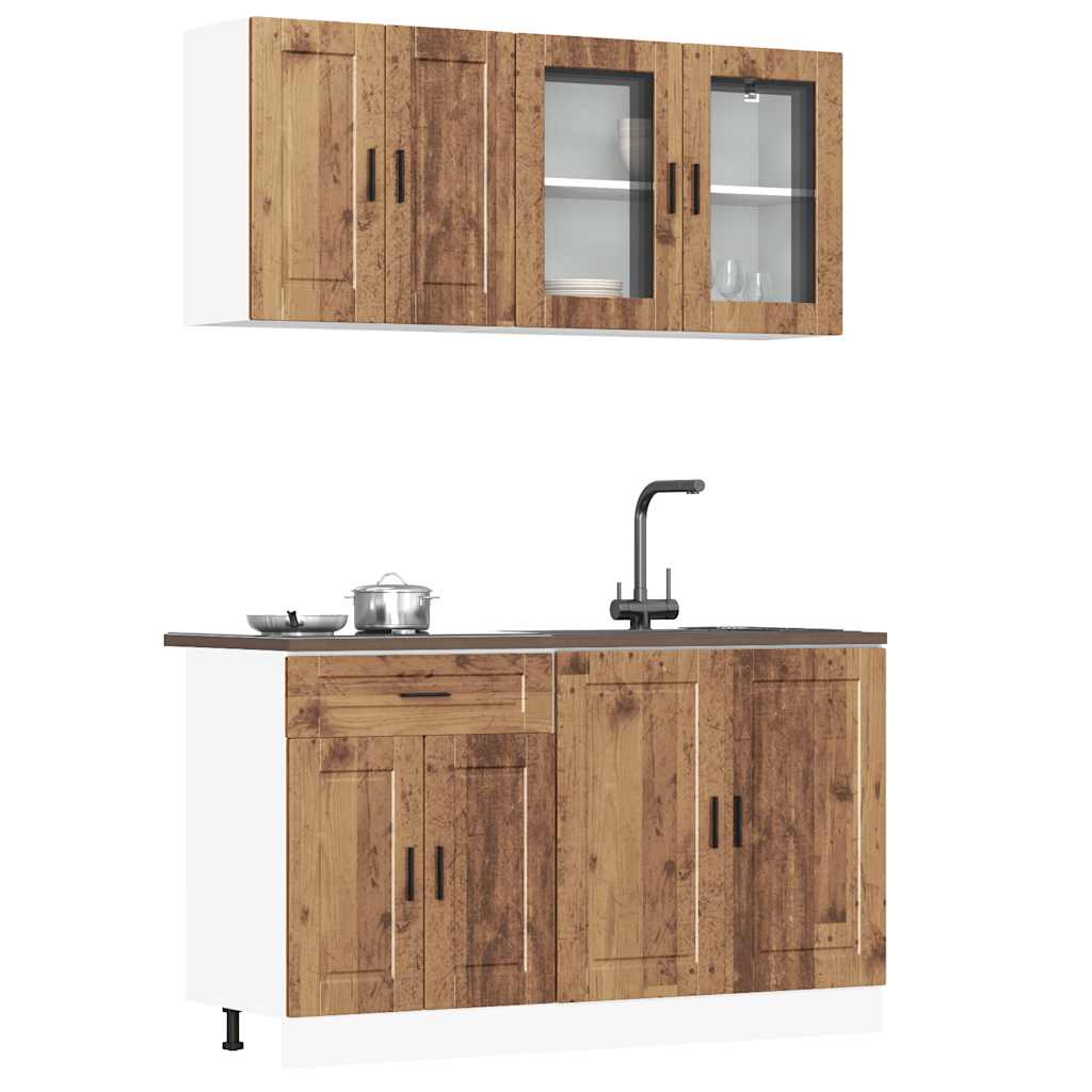 4 Piece Kitchen Cabinet Set "Porto" Engineered Wood Old wood