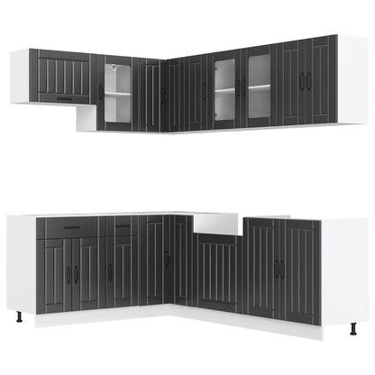 11 Piece Kitchen Cabinet Set "Lucca" Engineered Wood Black