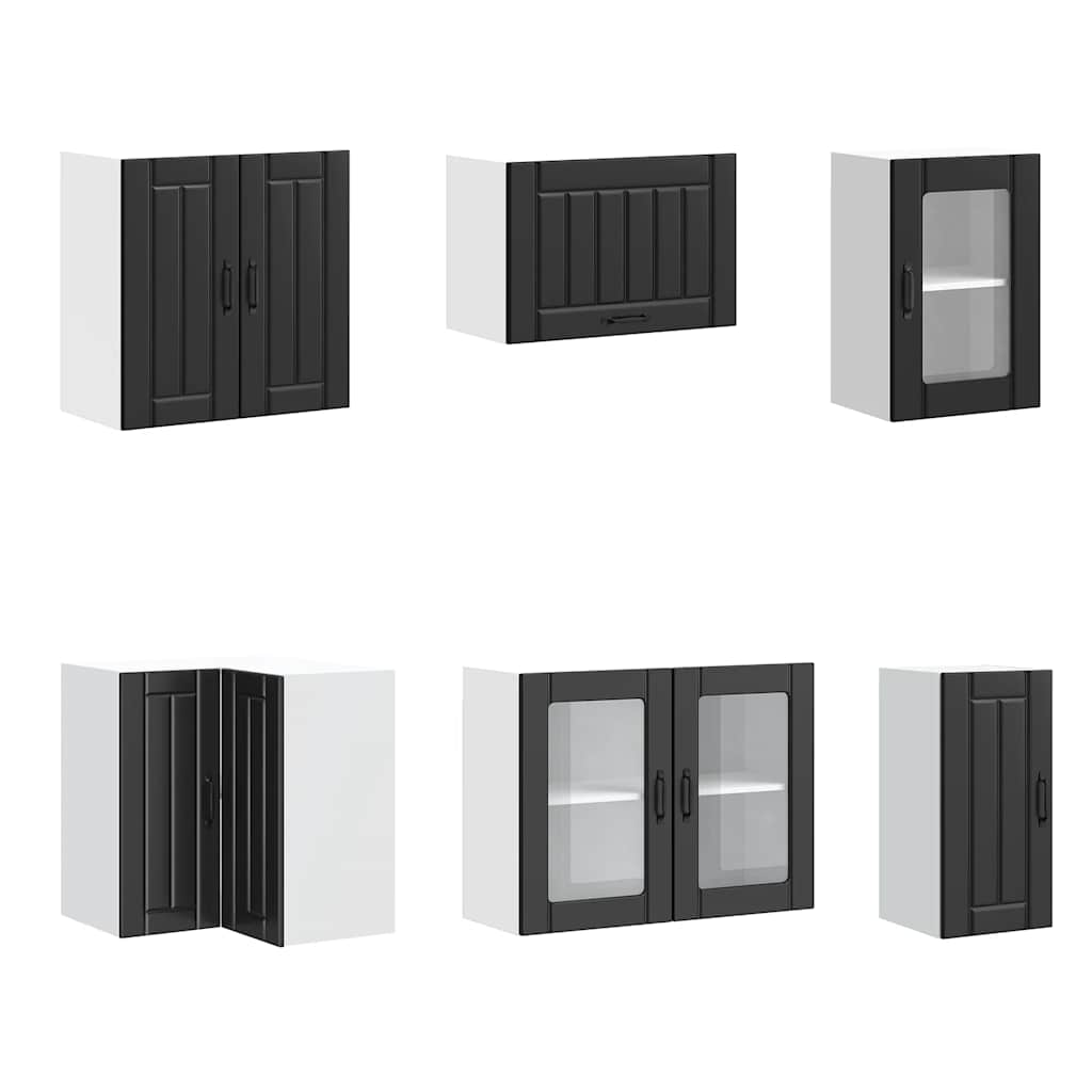 11 Piece Kitchen Cabinet Set "Lucca" Engineered Wood Black