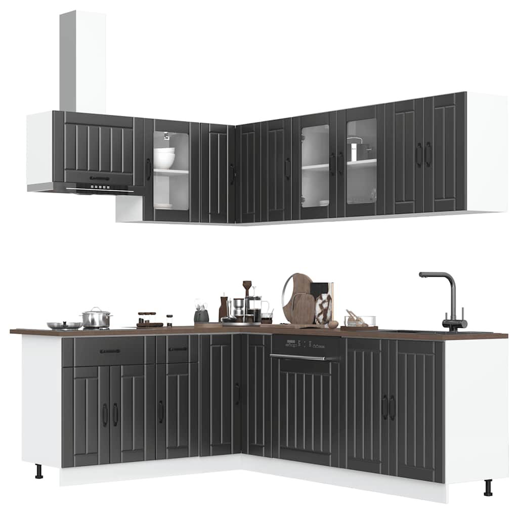 11 Piece Kitchen Cabinet Set "Lucca" Engineered Wood Black